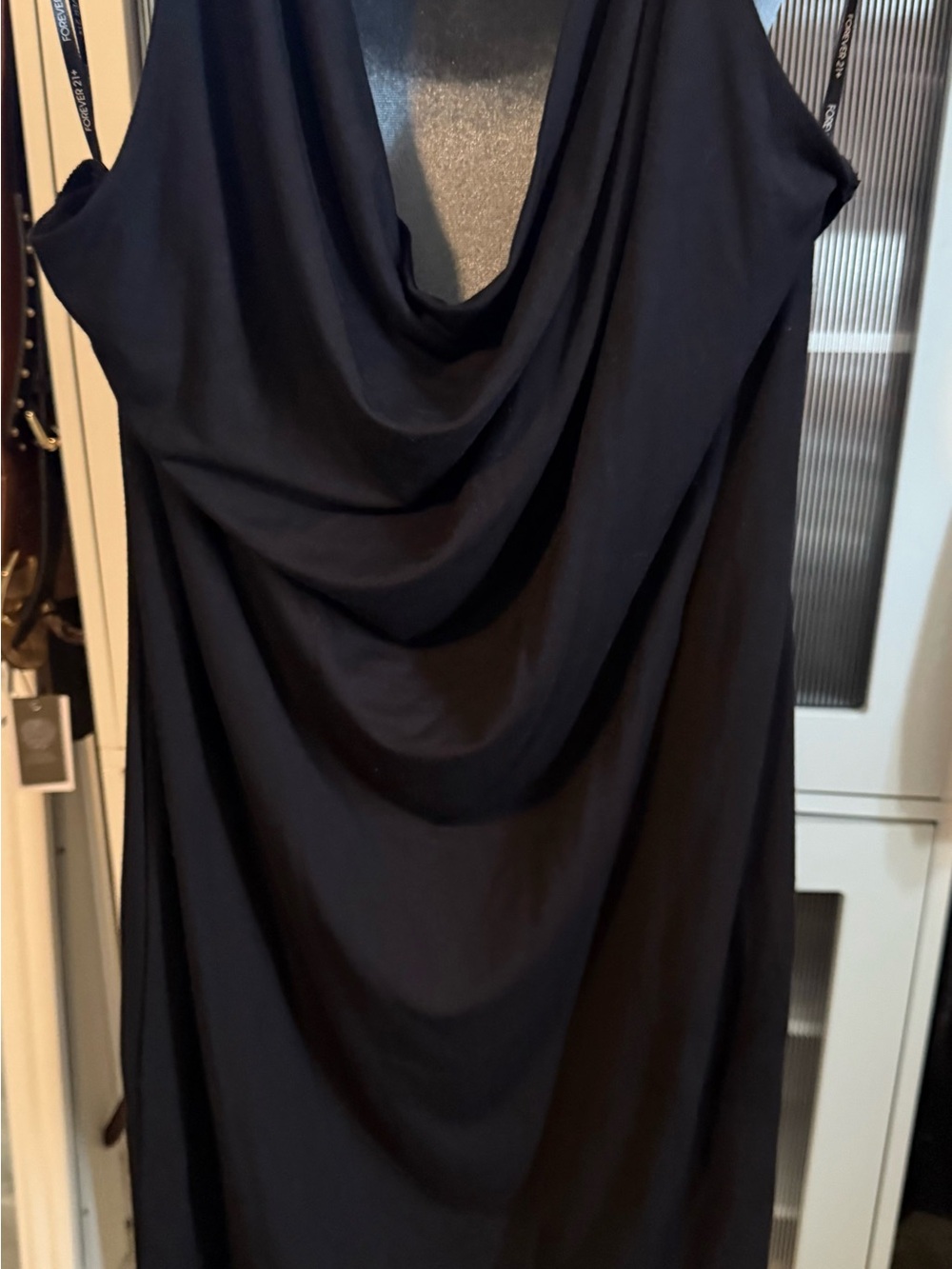 Forever 21+ Black Solid Bodycon Knee Length Dress Cowl Neck Sleeveless 1X